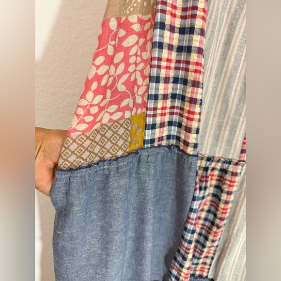 NWT Easel Boho Patchwork Maxi Dress Size M Linen Cotton Adjustable Festivals - Picture 9 of 15